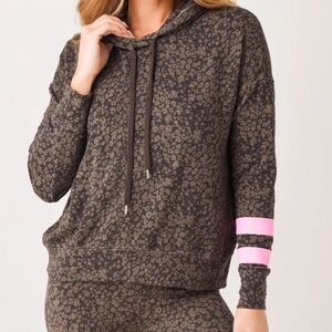 Sundry Teddie Striped Floral Print Hoodie